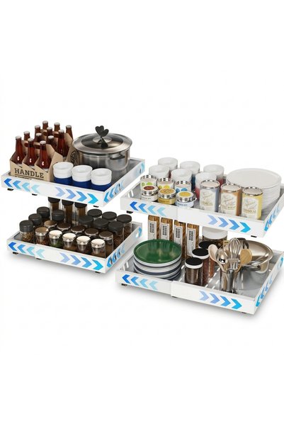 OtherMax Organizator bucătărie extractibil 4-Pack reglabil 32x53 cm Adâncime Alb