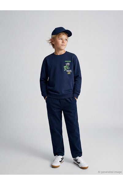LC Waikiki Nevavm Farkıyla Lcw Kids Navy Blue Elastic Waist Boys' Trousers