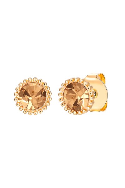 Lulu & Jane Cercei stud fashion din aur galben cu cristal de sticlă.