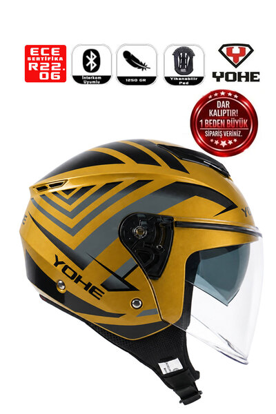 Yohe OF852 Motorsiklet Kaskı Gloss Yellow Black