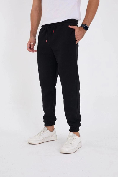 Marche Bien Marchè Bien Men's Winter Three-Thread Elastic Sweatpants - Black