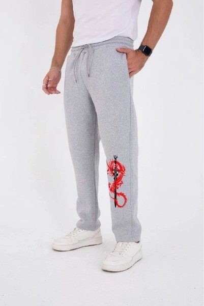 Marche Bien Marchè Bien Men's Winter 3 Thread Cotton Printed Sweatpants - Gray