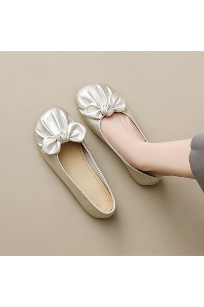 NO BRAND French Style Bow Flat Shoes for Women, 2026 New Model, Shallow Round...