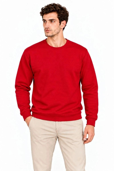 Marche Bien Marchè Bien Men's Crew Neck Inside Ribbed 2 Thread Plain Long Sle...