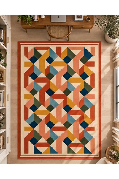 Rugs Modern Halı Eta Geometric Pattern Woven Base Carpet Eta4382