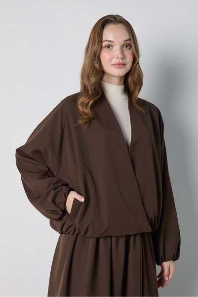 mina aise Women's Brown Double-Breasted Lined Premium Trench Coat 32044