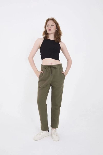 Marche Bien Marchè Bien Women's 3 Thread Cotton Pipe Leg Sweatpants with Pock...