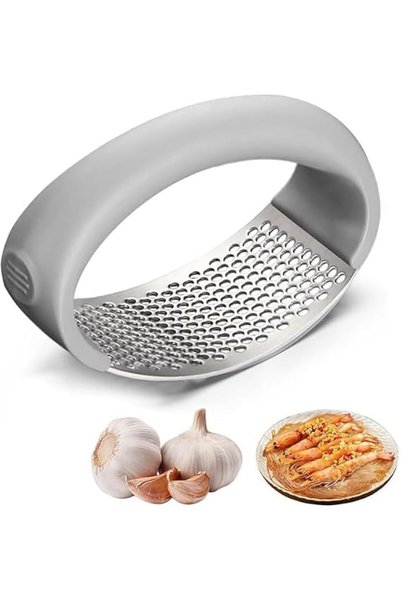 SWIUKPHE 1 Pcs Manual Garlic Crusher, Stainless Steel Kitchen Tool with Ergon...