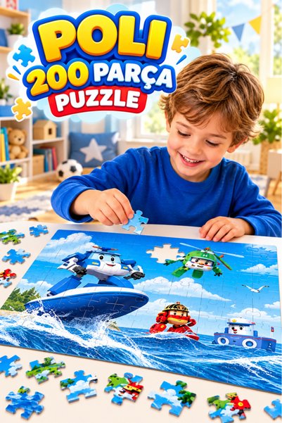 Tıfıl Toys Robocar Poli 200 Parça Puzzle Yapboz Renkli ve Eğlenceli Yüksek Ba...