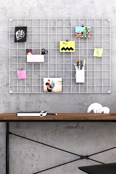 Catchme Metal Fotoğraf Askısı Tel Pano Beyaz 55x75 - 2 Adet Mini Mandal Ve 4 ...