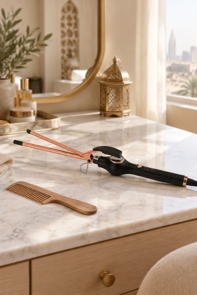 LAC Thin Barrel Ceramic Curling Iron, Rose Gold Slim Barrel Spring Clamp Hair Curler, Adjustable Temperature Professional Styling Wand for Tight Curls