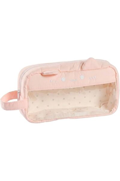TERRIFI Pink Pencil Pouch for Girls with Handle, 2-Layer Transparent Waterpro...