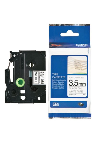 Brother Bandă neelaminată 3,5 mm negru pe alb