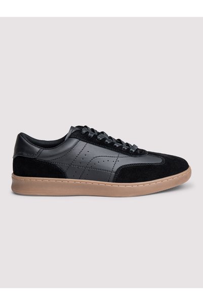 OMBRE Herren-Ledersneaker, Low-Top, Wildlederdetails, perforierte Seitenwände...