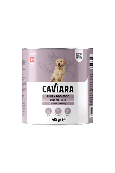 Caviara طعام رطب للكلاب الصغيرة مع قطع الدجاج في الصلصة - 415 جرام