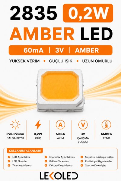 LEKOLED 2835 0,2W AMBER 60mA 3V SMD LED 26000 adet