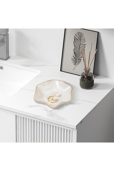ASKIND Jewelry Dish Tray, Ring Dish, Ceramic Trinket Tray, Key Bowl, Decorative Plate, for Friends Sisters