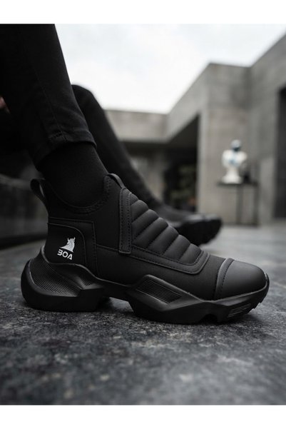 BOA Ba0401 Laceless Comfortable High Black Sole Black Men's Sports Half Ankle...