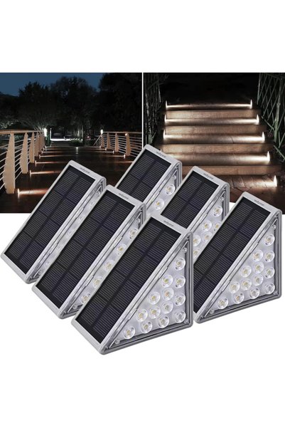 Generic Brand Set de 6 lămpi solare de exterior, lumină alb rece, impermeabil...