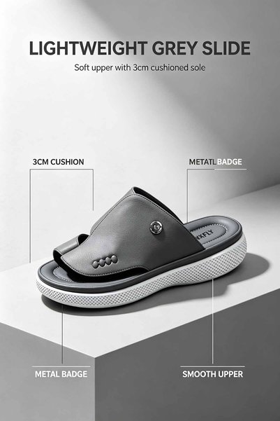 ArabTread Men's Slides Made in Saudi Arabia Supportive Footbed Recessed Heel ...