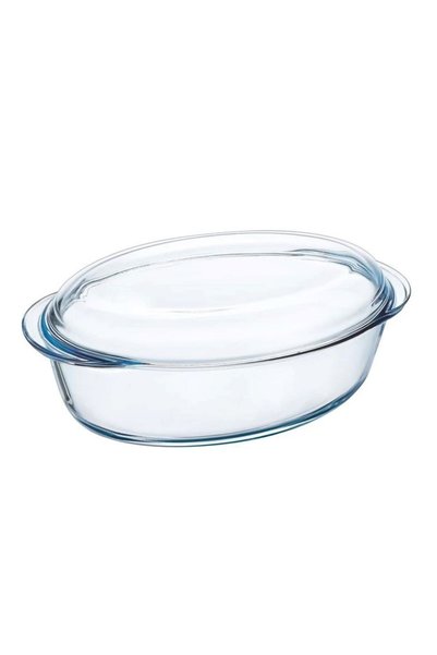 Pyrex Oval dish with lid, made of heat-resistant glass, 3.1 L + 1 L -
