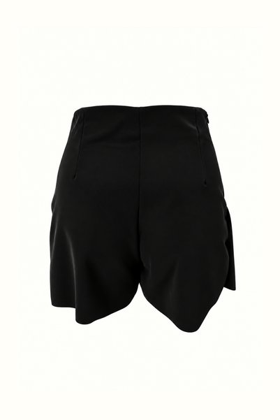 Sezgi Tekin Drapeli Black Matte Leather Short Skirt