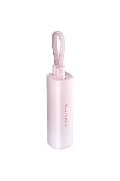 Vention Powerbank 5000 mAh, 20W, cu cablu USB-C inclus, roz