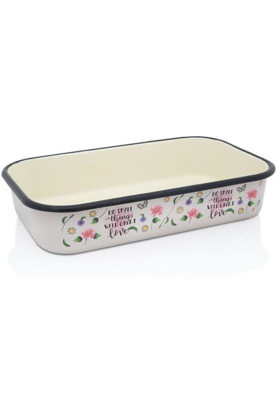 Metalac Tigaie Spring Metalac, emailată, 32cm, 3.7l, Crem cu model floral