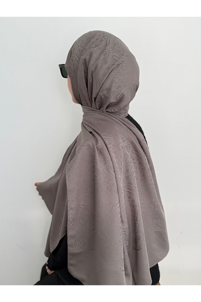 Hepsi Moda Patterned Jacquard Shawl - Smoked