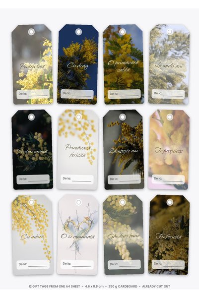 OEM Etichete Cadou Ziua Femeii 8 Martie, Set 12 Bucati, Carton Premium 250g, ...