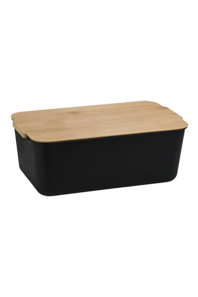 Kesper Bread box with cutting board, plastic, 33 x 19.5 x 12.5 cm, Black -