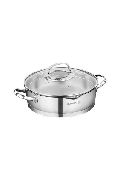 KORKMAZ Sauté saucepan, stainless steel, with lid, 24cm / 3L, "Steama" -