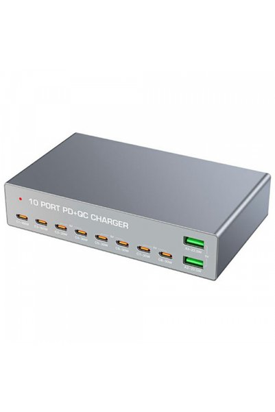 OEM Incarcator Statie WLX-X6Y, 140W, 5A, 2 x USB-A - 8 x USB-C, Argintiu
