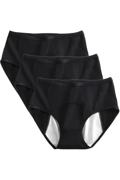 Dress Cici Mid Rise Period Panties, Cotton Leak Proof Panties for Women 3-PACK