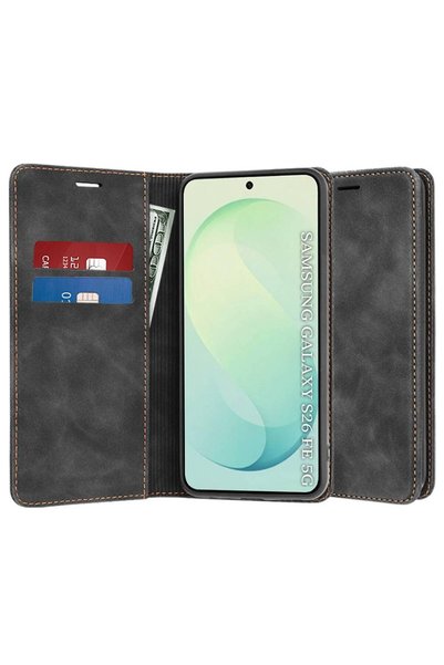 Aiyando Husa tip carte pentru Retro Business cu inchidere magnetica, negru