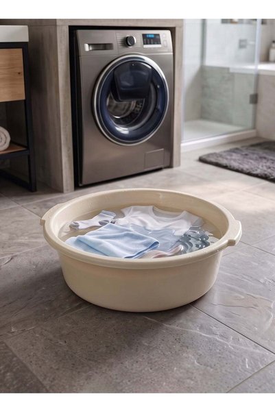 Taimi 27L Plastic Wash Basin, Round Multi-Purpose Tub for Laundry & Cleaning,...