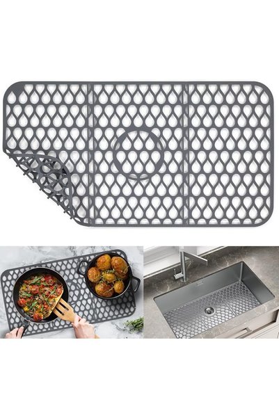 SINKSONS Protex Kitchen Sink Protectors, Large Non-Slip Silicone Mat 66X14 In...