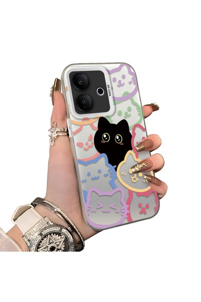CHICASELUX حافظة هاتف Vivo V60 Lite 4G/5G متوافقة مع تصميم شخصية قطة ملونة، ح...