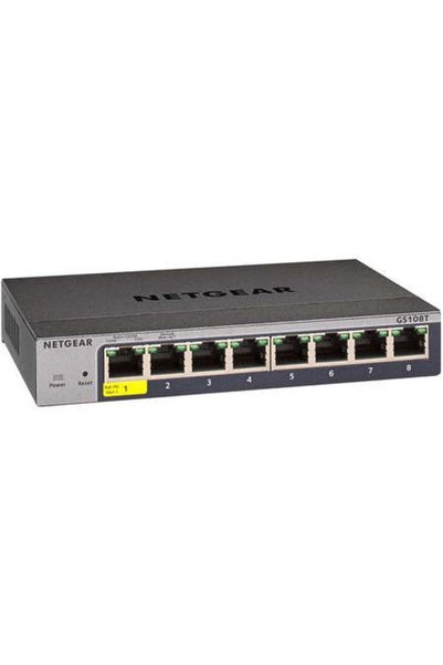 NETGEAR Суич GS108Tv3, 8 порта, Гигабитов, Смарт Мениджендър Про, Облачно упр...