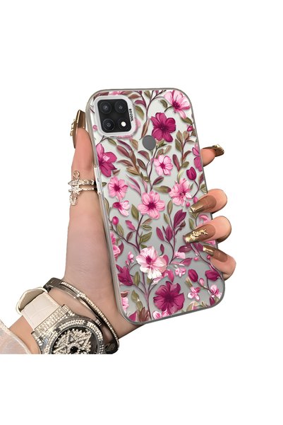 CHICASELUX Oppo A15/A15S Compatible Burgundy Pink Flower Pattern Phone Case S...