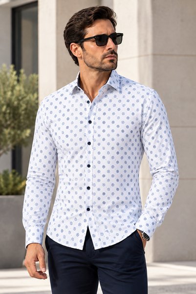 COLVIS MAN Slimfit Slim Fit Long Sleeve Lycra Shirt with Snap Buttons
