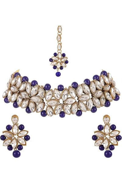 Shining Diva Fashion أحدث تصميم لقلادة شوكر تقليدية مرصعة بالكوندان، طقم مجوه...