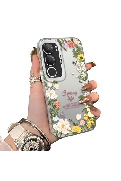 CHICASELUX حافظة هاتف متوافقة مع Vivo Y29 5G ذات إطار على شكل زهرة ونقوش حديق...