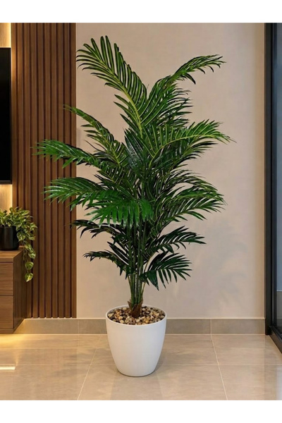 Generic Artificial Areca Palm Tree for Indoor Decoration, White Plastic Pot, ...