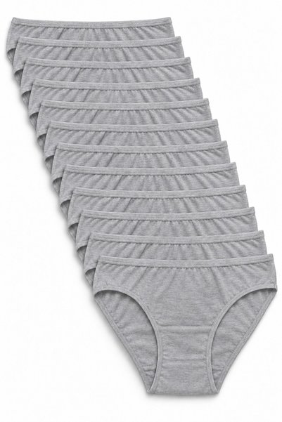 REN Kadın 12’li Paket Gri Likralı Pamuklu Bikini Külot, Biyeli Slip, %95 pamu...