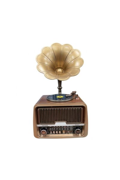Tradeo Classic Vintage Gramophone Radio with FM, USB, TF Card, AUX, Solar Cha...