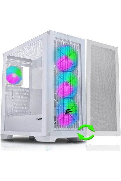 EVOLVEO Ptero Q2W+ ARGB PC case, Mid Tower, ATX, White
