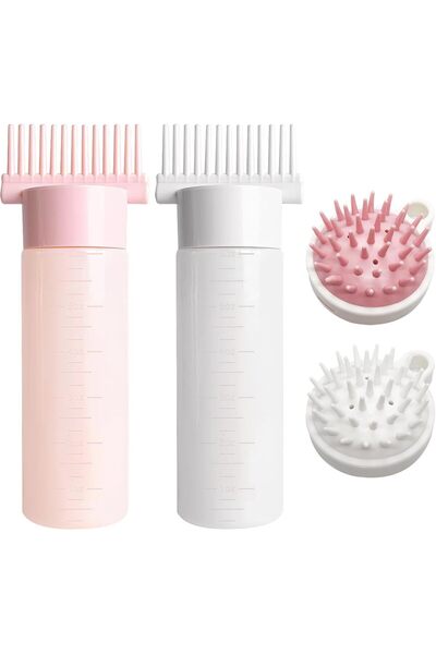 Arabest 2 Pcs Hair Oil Applicator Bottles with 2 Scalp Massage Brushes,180 ML...