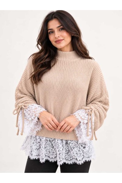 ASEZ BUTİK ZERAFETİN ADRESİ Asez Boutique Women's Half Turtleneck Lace Detail...