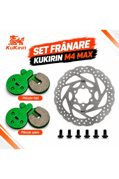 KuKirin Σετ Φρένων M4 Max – 2 Σετ Τακάκια Εμπρός + Πίσω + Δίσκος 140 χιλιοστών